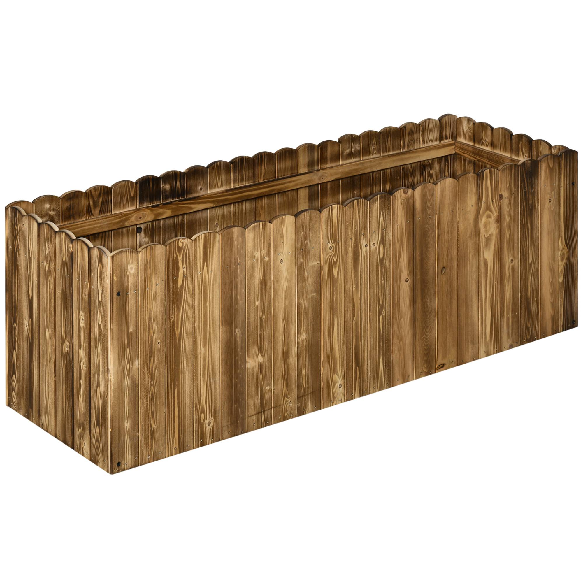 Jardinière surélevée bois sapin jardin terrasse drainage intégré 120x40x40cm naturel - ComfortXL Outdoor Living - Image 2