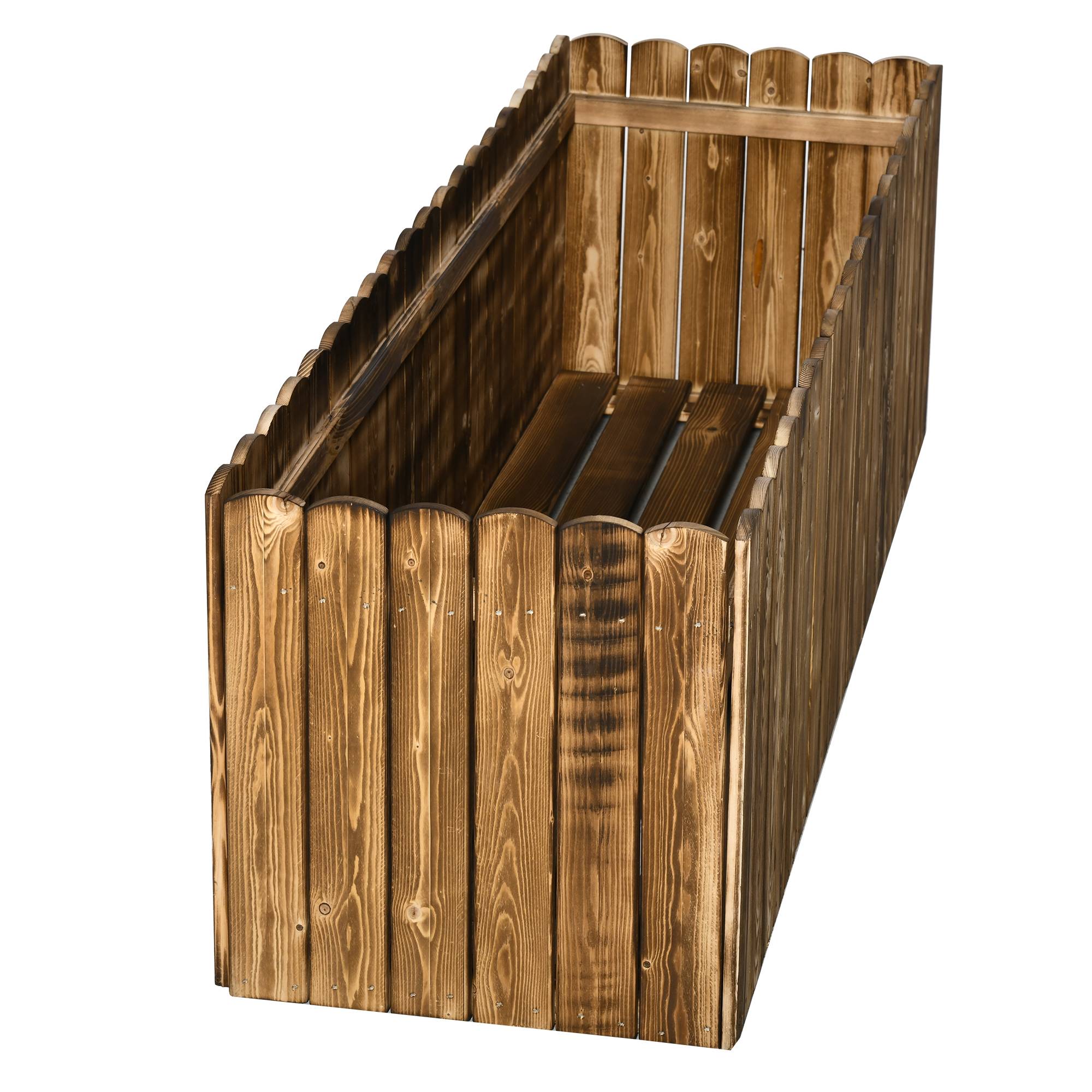 Jardinière surélevée bois sapin jardin terrasse drainage intégré 120x40x40cm naturel - ComfortXL Outdoor Living - Image 10