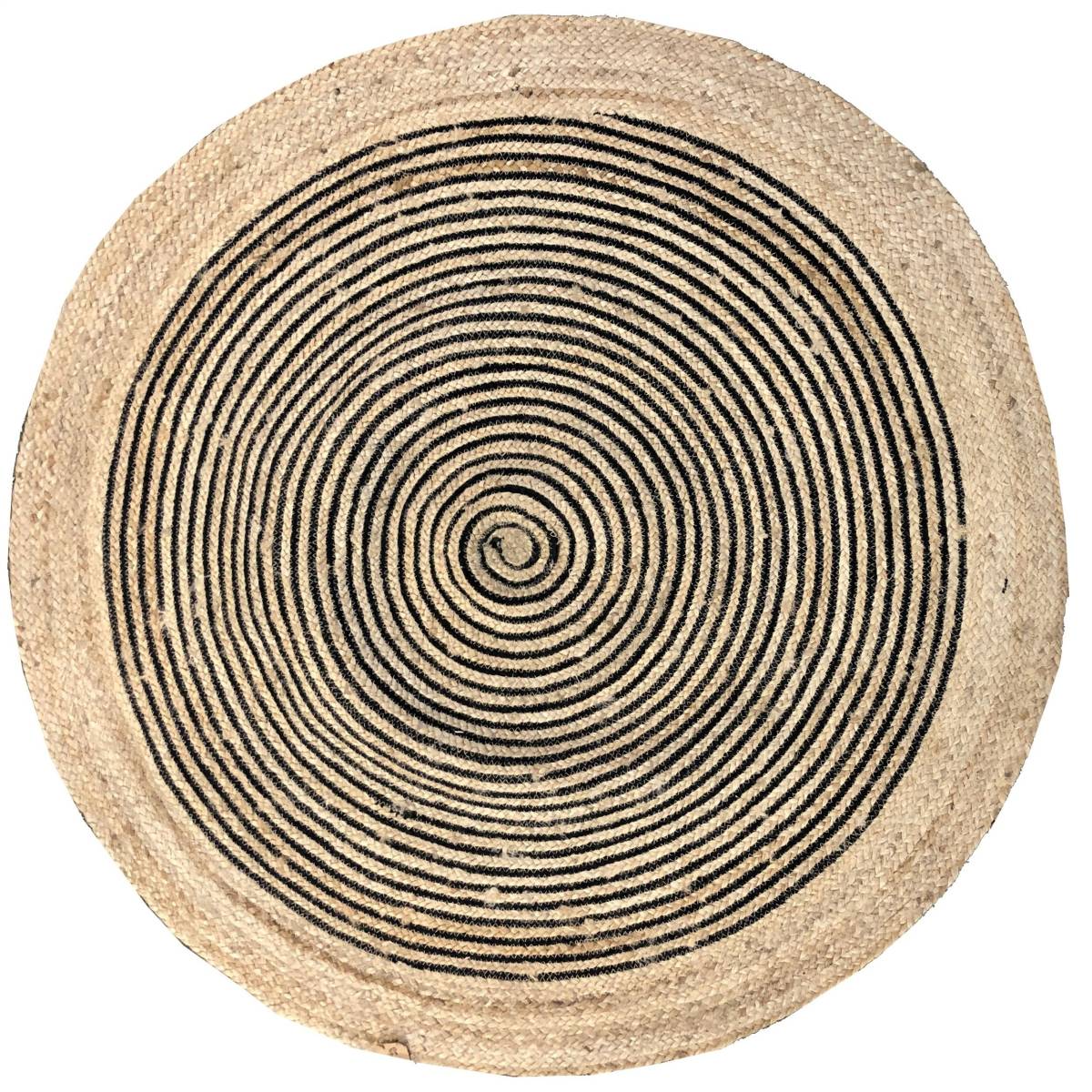 Aubry Gaspard - Tapis rond en jute et coton noir Diamètre 120 cm - Image 1