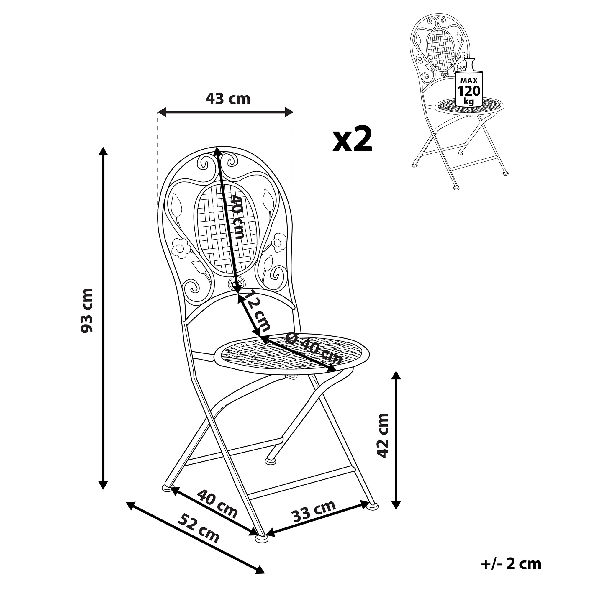 Beliani - Chaise de jardin Métal Vert clair BIVIO - 43x52x93- Beliani - Image 1