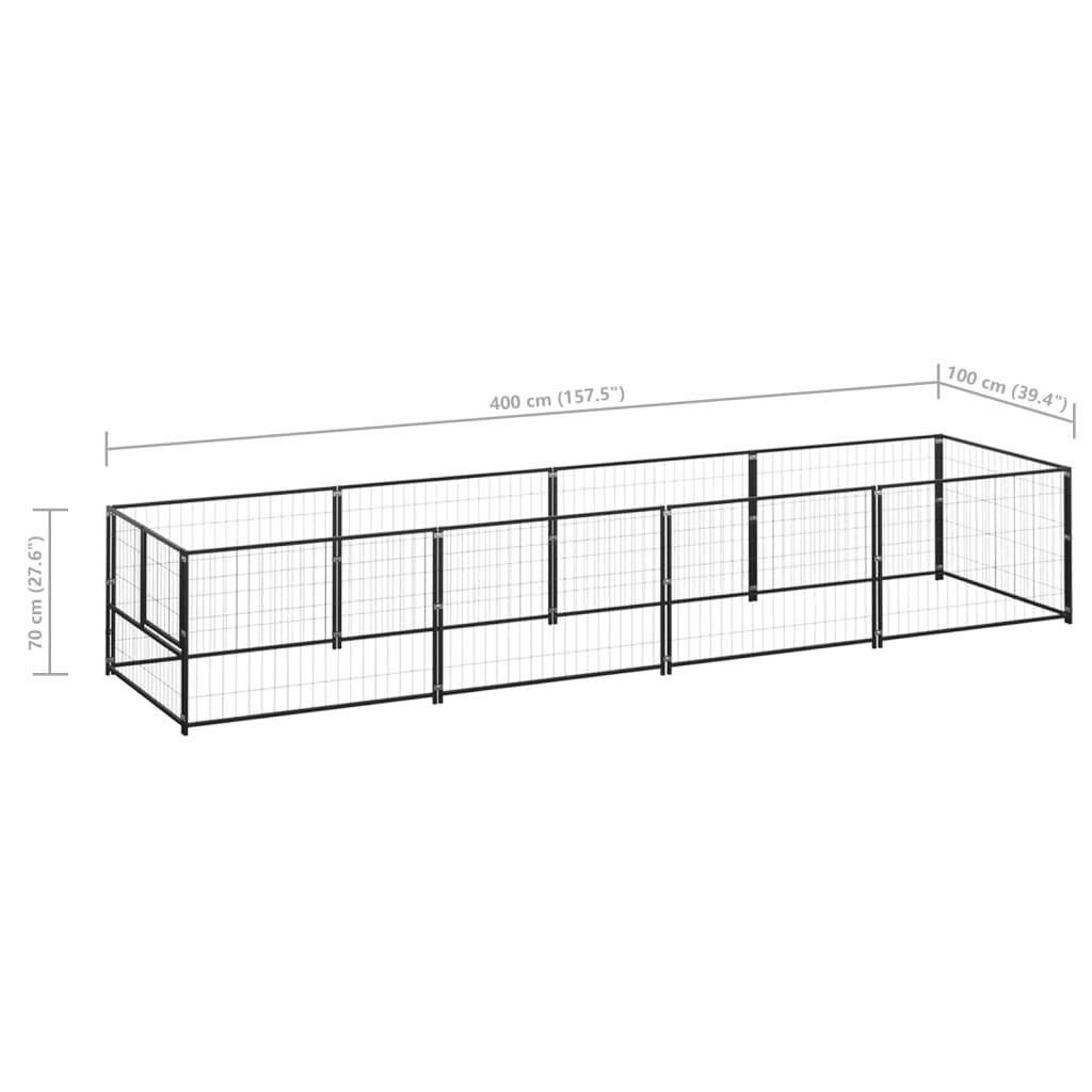 Helloshop26 - Chenil extérieur cage enclos parc animaux chien noir 4 m² acier - Image 2