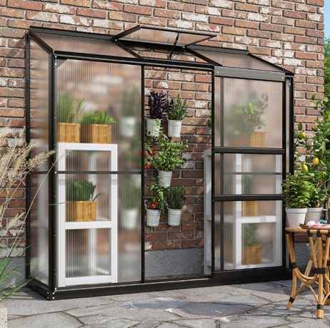 Vitavia - Serre adossée 1,30 m² en polycarbonate 4 mm - IDA 1300, Couleur Vert - Image 6