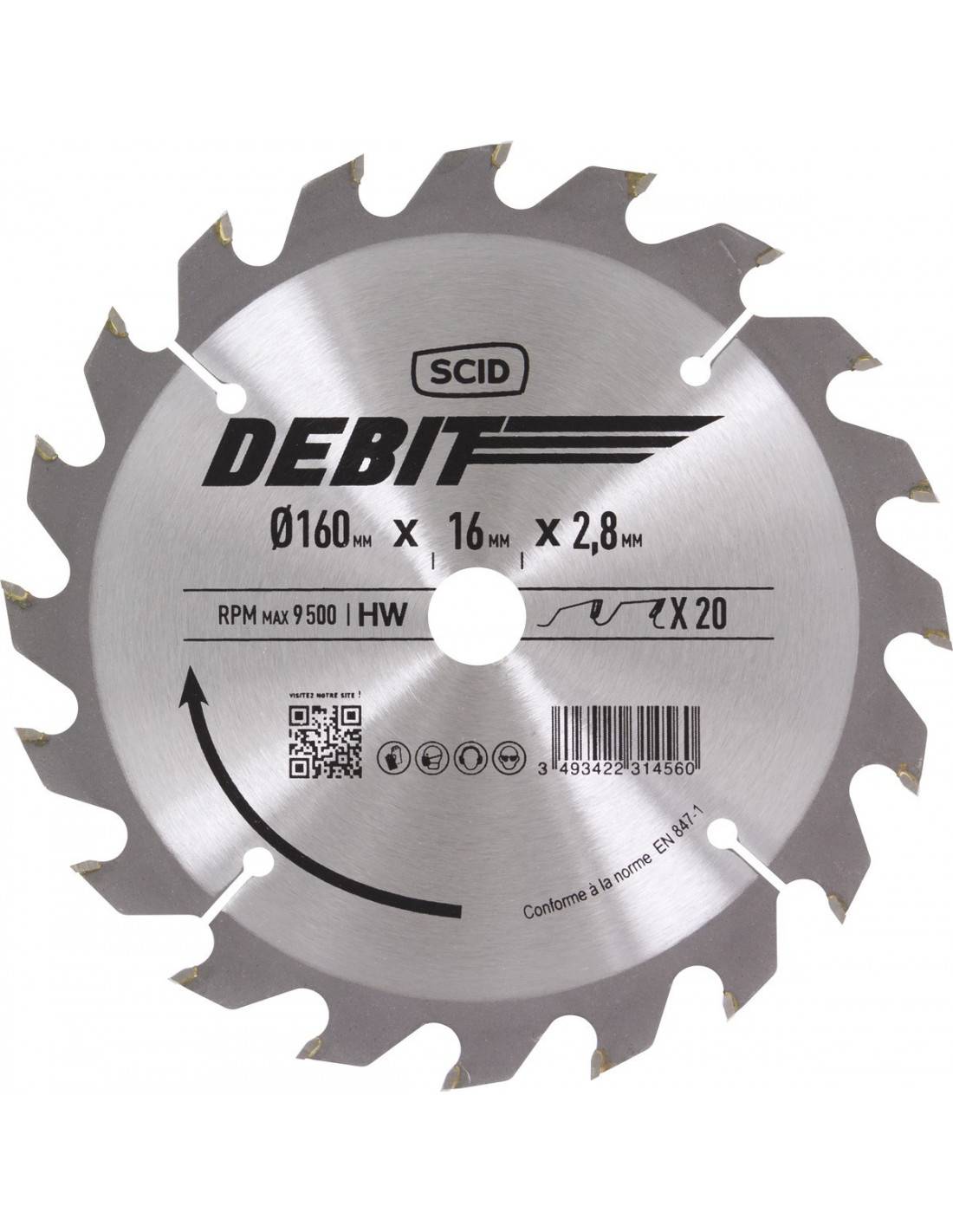 Lame Scie Circulaire 160mm Scid Coupe Bois Polyvalente 20 Dents - Scid
