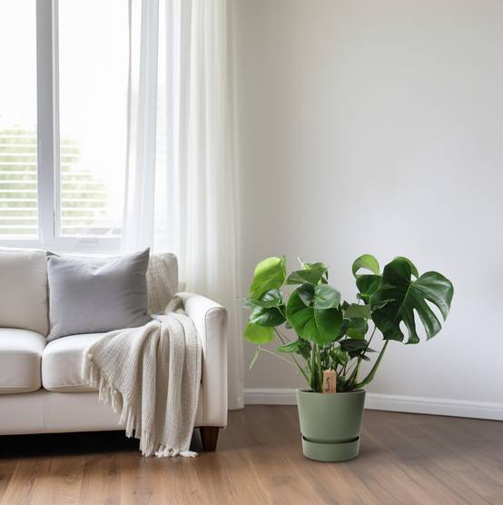 Monstera en panier feuille de palmier - Ø21cm - ↕60cm - Plantes d'intérieur - Image 3