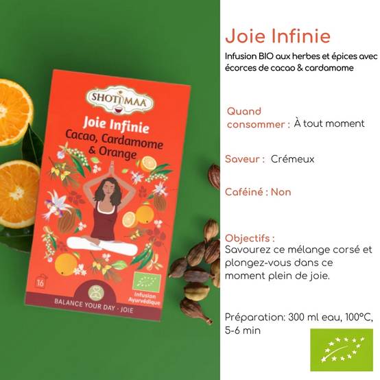 Tisane Bio Joie Harmonie – Infusion Naturelle Réconfortante - Infusion Sans Caféine chaleureuse et gourmande au Cacao, Orange - Image 2