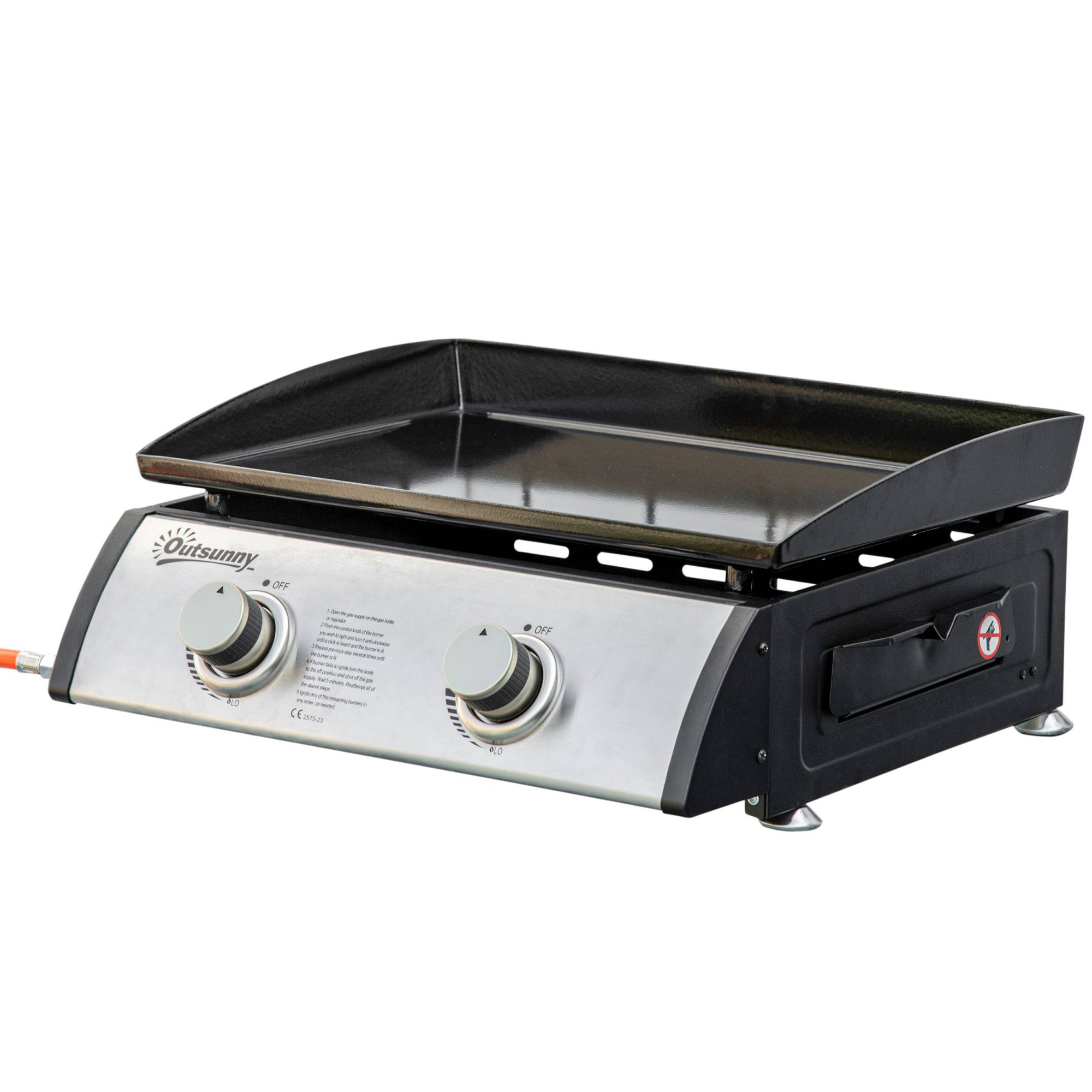 Sans Marque - Barbecue à gaz de table 2 brûleurs puissance 6kW 48,5x46x21 cm noir - Image 2