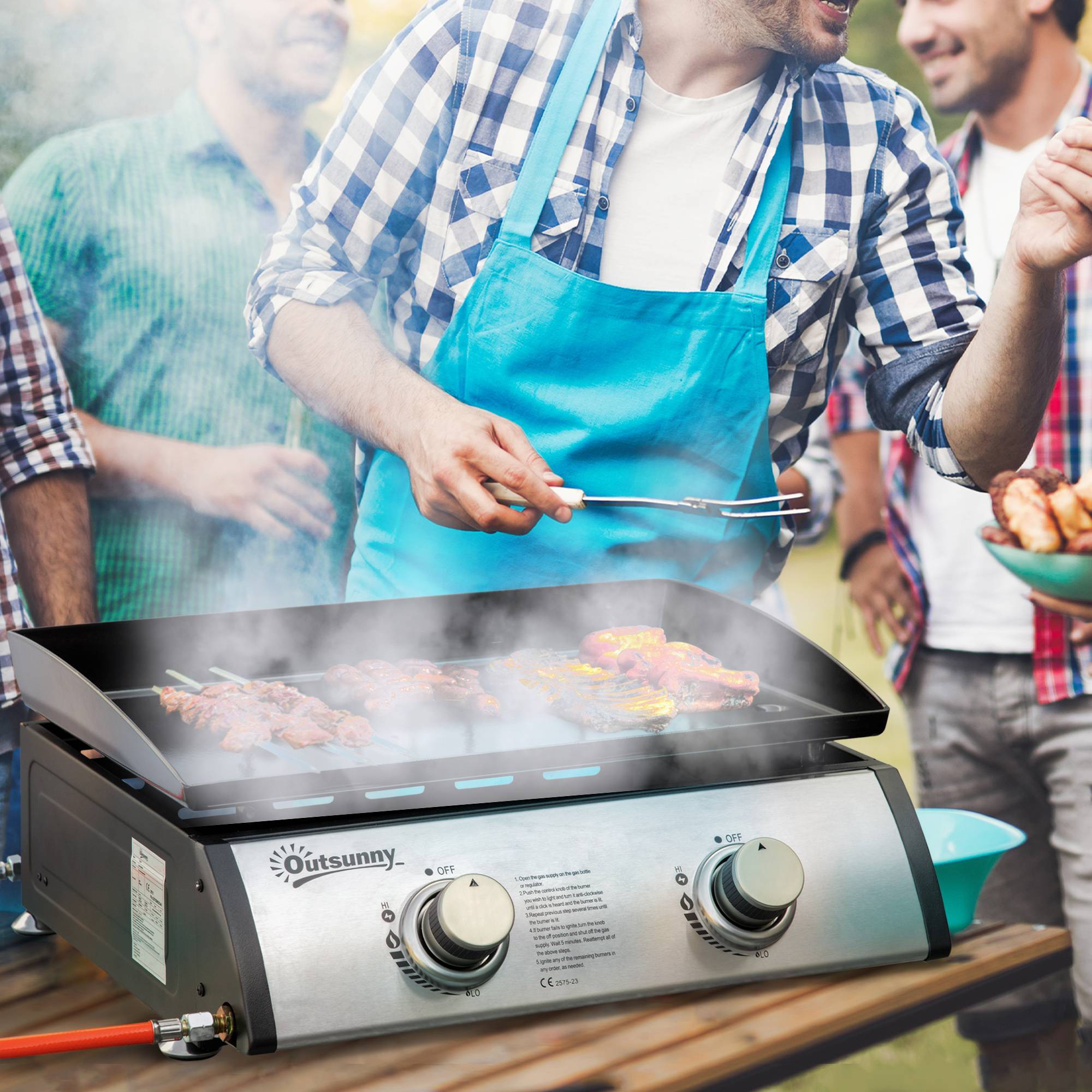 Sans Marque - Barbecue à gaz de table 2 brûleurs puissance 6kW 48,5x46x21 cm noir - Image 3