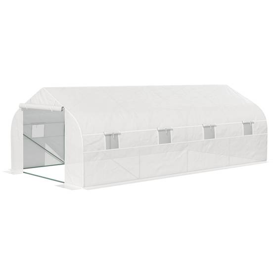 Serre Tunnel de Jardin 18 m² Acier Galvanisé et Bâche PE 8 Fenêtres 6x3x2 m Blanc - ComfortXL Outdoor Living - Image 2