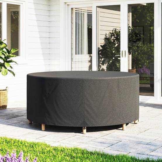Housse de protection pour mobilier de jardin, résistante à l'hiver, imperméable et anti-UV, en tissu Oxford 420D, Ø 214 x 70 cm (H), noire - Image 10