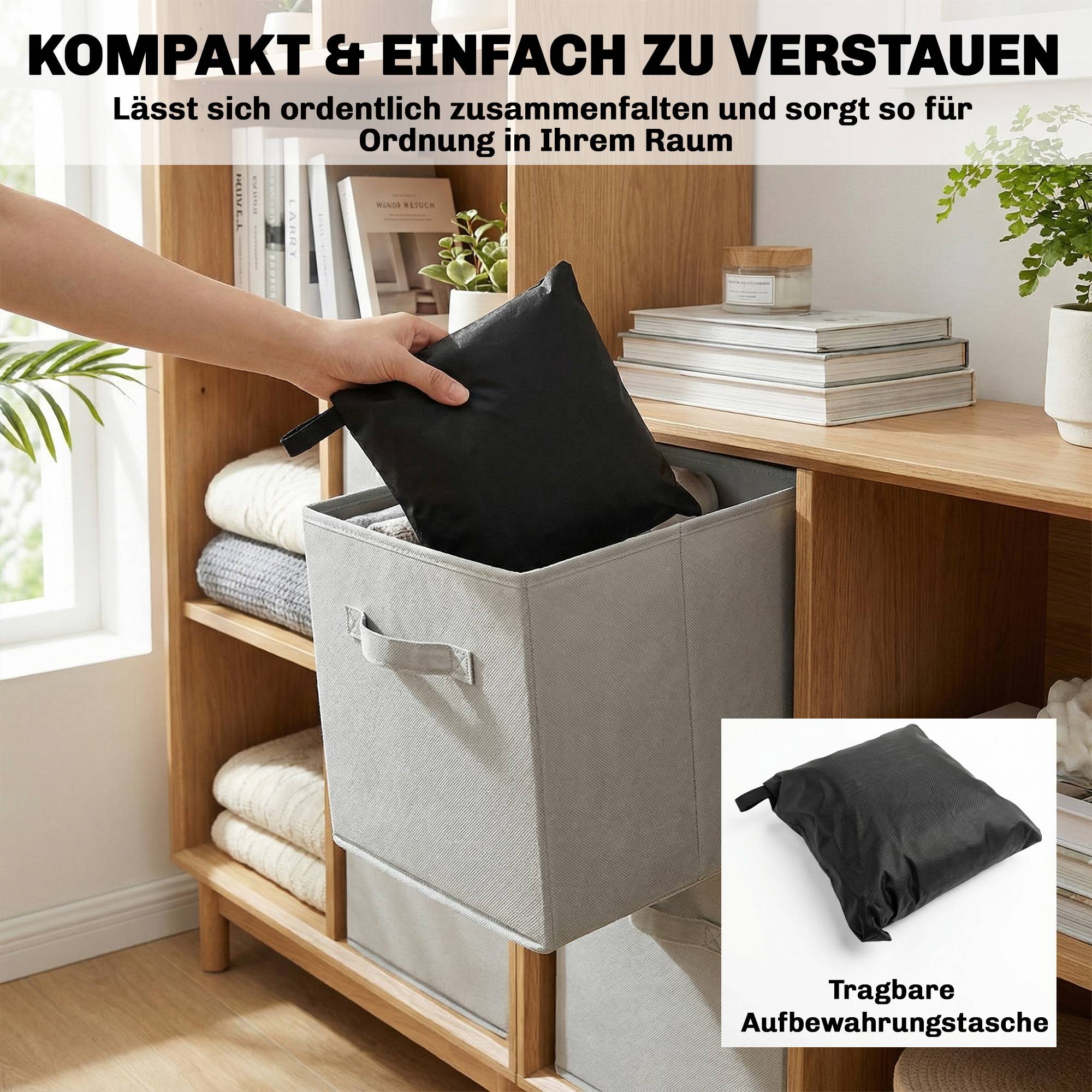 Housse de protection pour mobilier de jardin, résistante à l'hiver, imperméable et anti-UV, en tissu Oxford 420D, Ø 214 x 70 cm (H), noire - Image 9