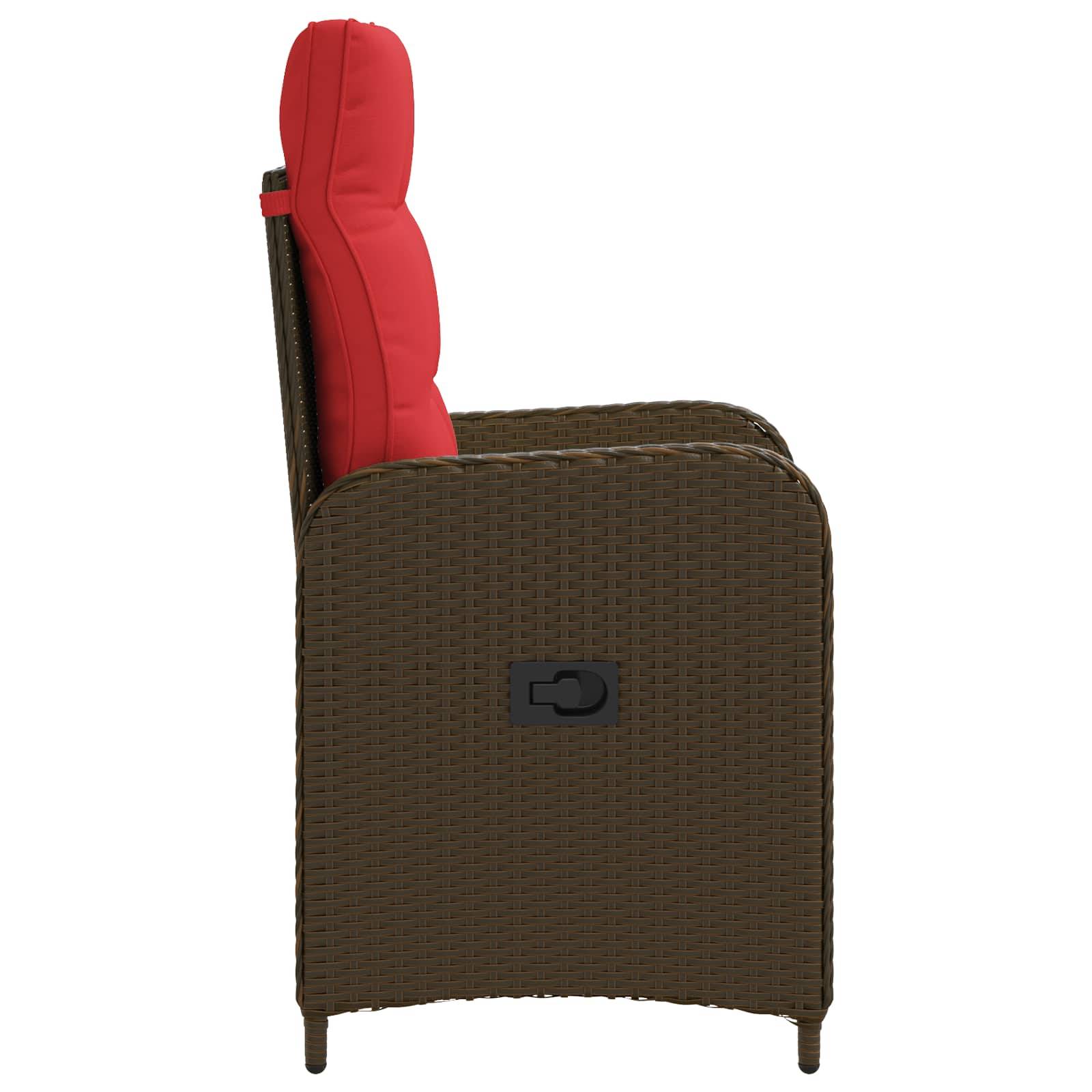 Vidaxl - Chaise de jardin inclinable Marron et rouge polyrotin vidaXL 42027157 - Image 6
