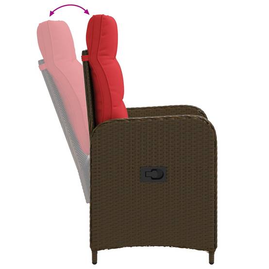 Vidaxl - Chaise de jardin inclinable Marron et rouge polyrotin vidaXL 42027157 - Image 9