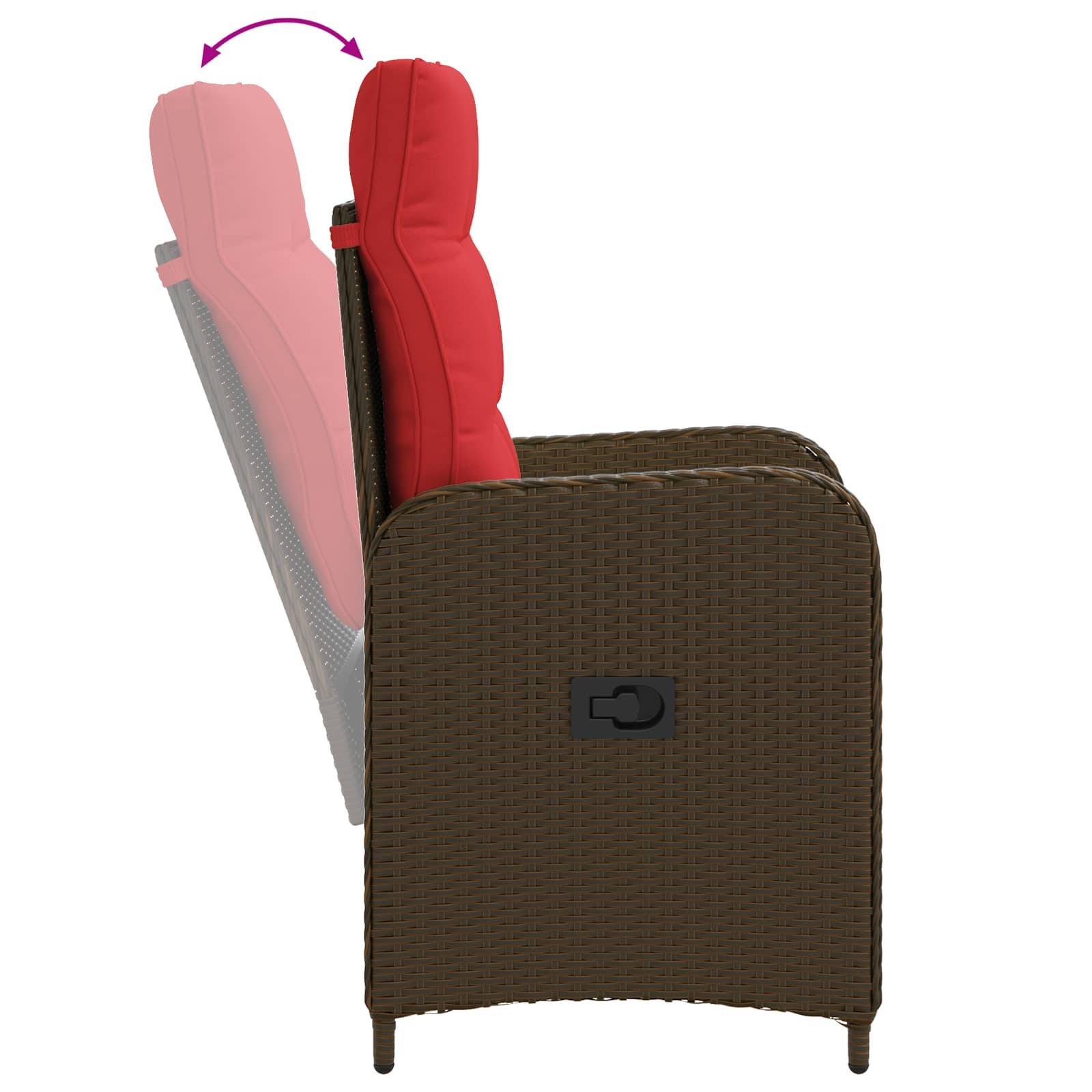 Vidaxl - Chaise de jardin inclinable Marron et rouge polyrotin vidaXL 42027157 - Image 9