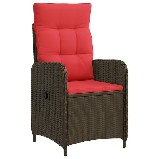 Vidaxl - Chaise de jardin inclinable Marron et rouge polyrotin vidaXL 42027157 - Image 2