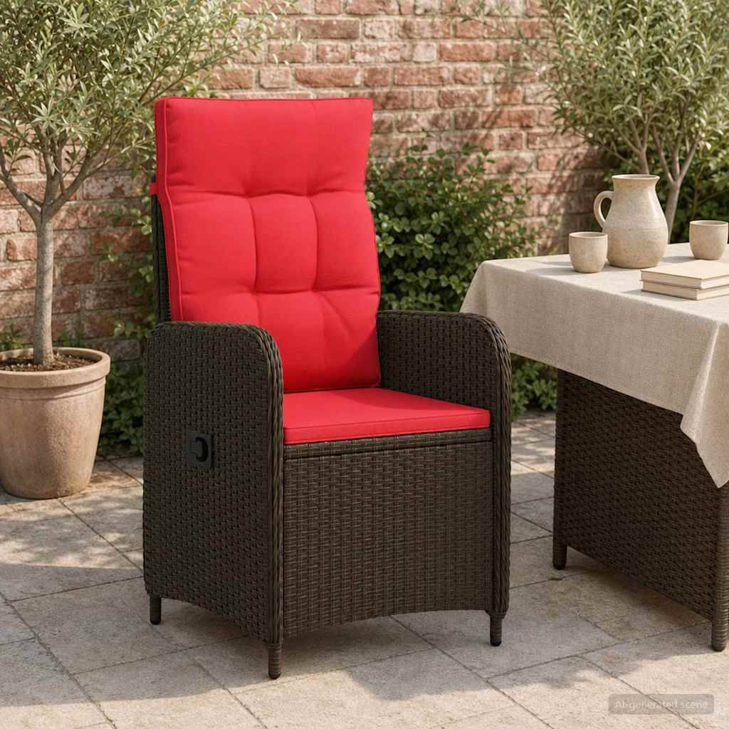 Vidaxl - Chaise de jardin inclinable Marron et rouge polyrotin vidaXL 42027157 - Image 4
