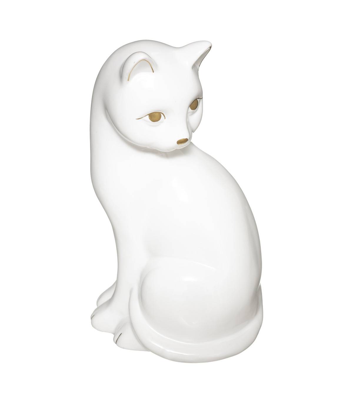 Objet déco Chat blanc en céramique H 26 cm - Image 1