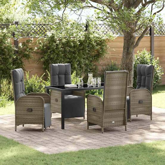 ComfortXL - Salon de jardin 4 places avec chaises inclinables et table en verre Gris – ComfortXL Outdoor Living - Image 1