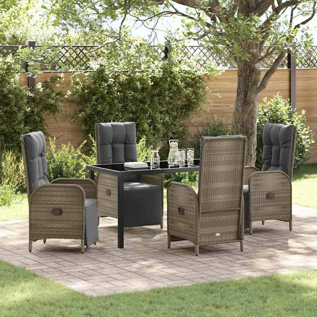 ComfortXL - Salon de jardin 4 places avec chaises inclinables et table en verre Gris – ComfortXL Outdoor Living - Image 1