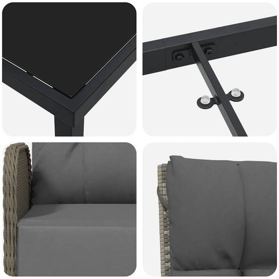 ComfortXL - Salon de jardin 4 places avec chaises inclinables et table en verre Gris – ComfortXL Outdoor Living - Image 9