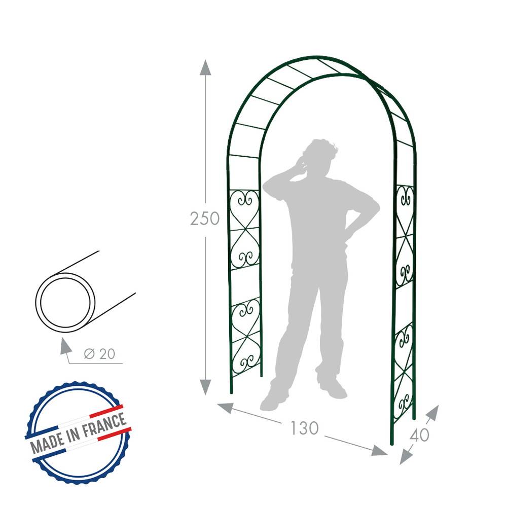 Louis Moulin - Arche tube ROND20 romantique fer vieilli - 130x40x250 cm - Acier époxy Louis Moulin - Image 2