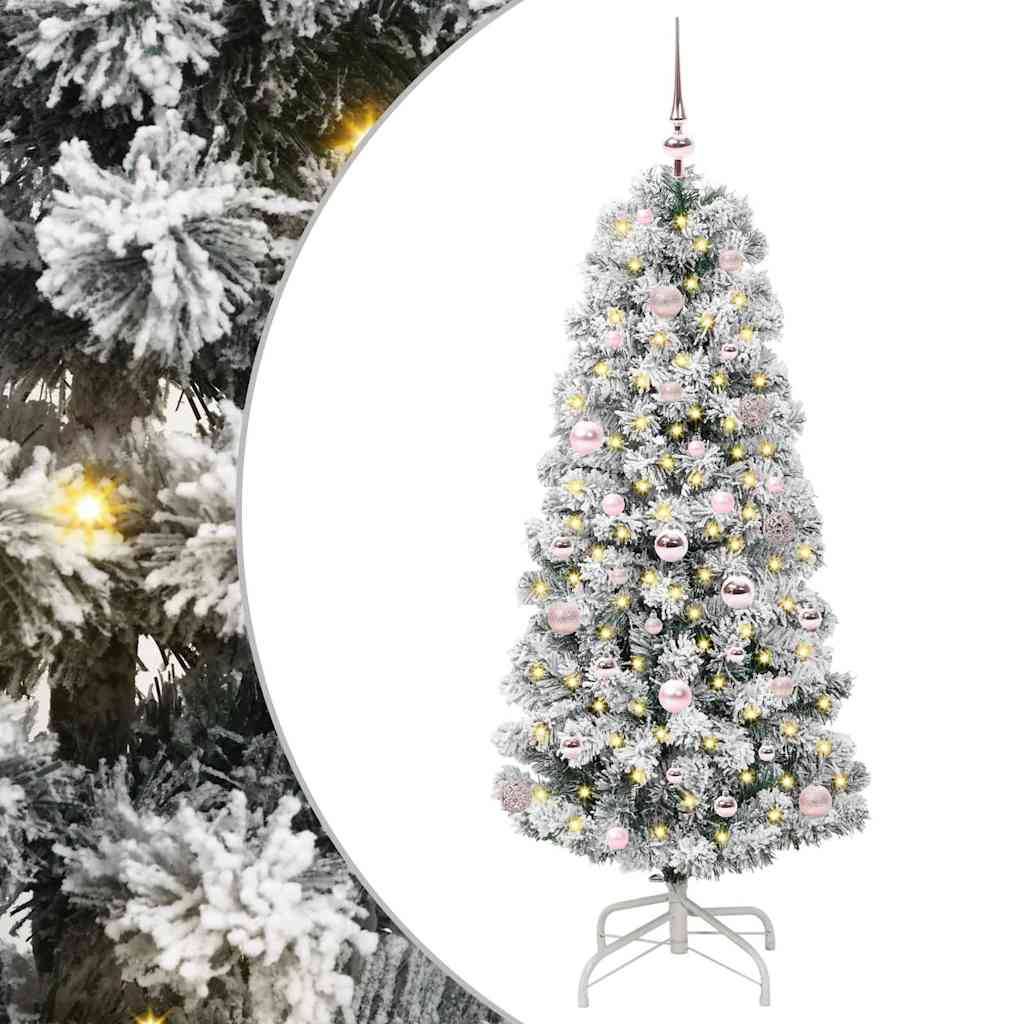 ComfortXL - Sapin Artificiel 150 cm Vert et Blanc, Lumineux avec LED et 61 Décorations Incluses – ComfortXL Outdoor Living - Image 1