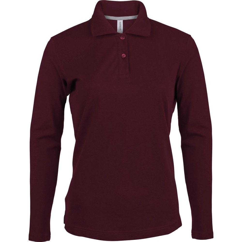 Polo de travail femme manches longues Kariban 100% coton Bordeaux L