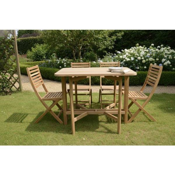 Table de jardin - FERRET - Pliante - Bois d'Acacia FSC - 21/55/90 x 90 x 75 cm - 4 personnes - Image 2