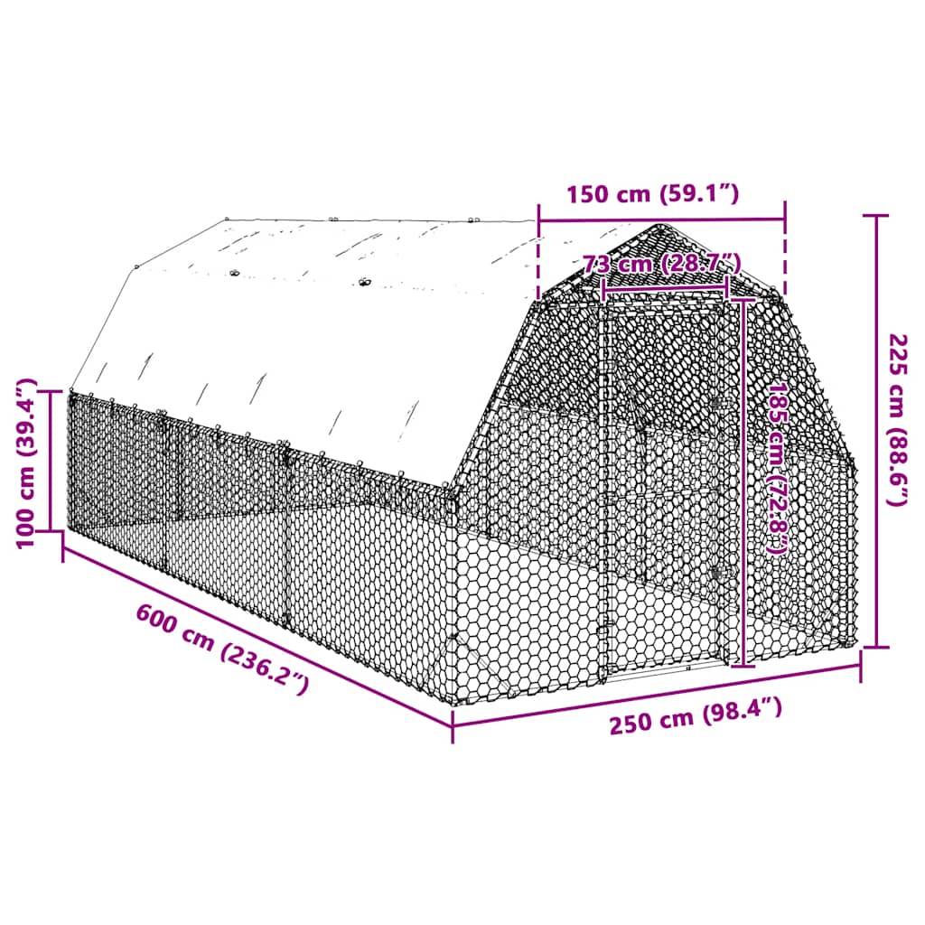 Vidaxl - Poulailler avec toit 2,5x6x2,25 m acier galvanisé vidaXL 3328522 - Image 3