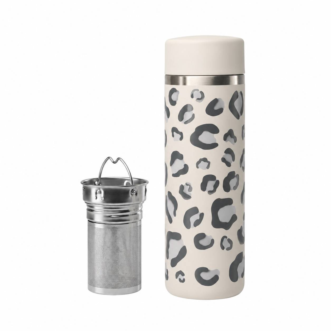 Théière Isotherme Inox Léopard Avec 2 Filtres 12h Chaud 24h Froid Réutilisable - Image 1