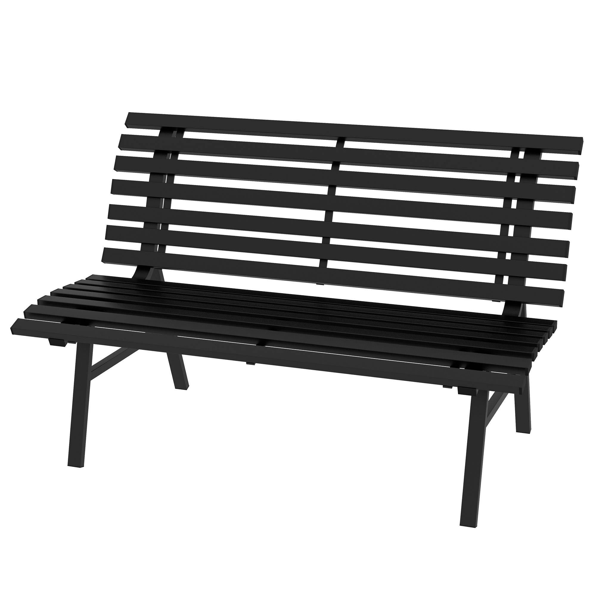 Banc de jardin extérieur 2 Places Assise Dossier à Lattes, en aluminium, dim. 123L x 67l x 79H cm, noir - Image 2