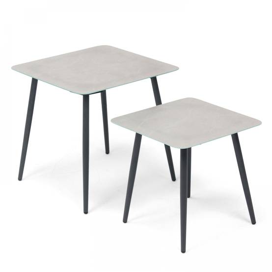 Oviala - Lot de 2 tables basses de jardin en acier gris Costa Rica - Oviala - Image 1