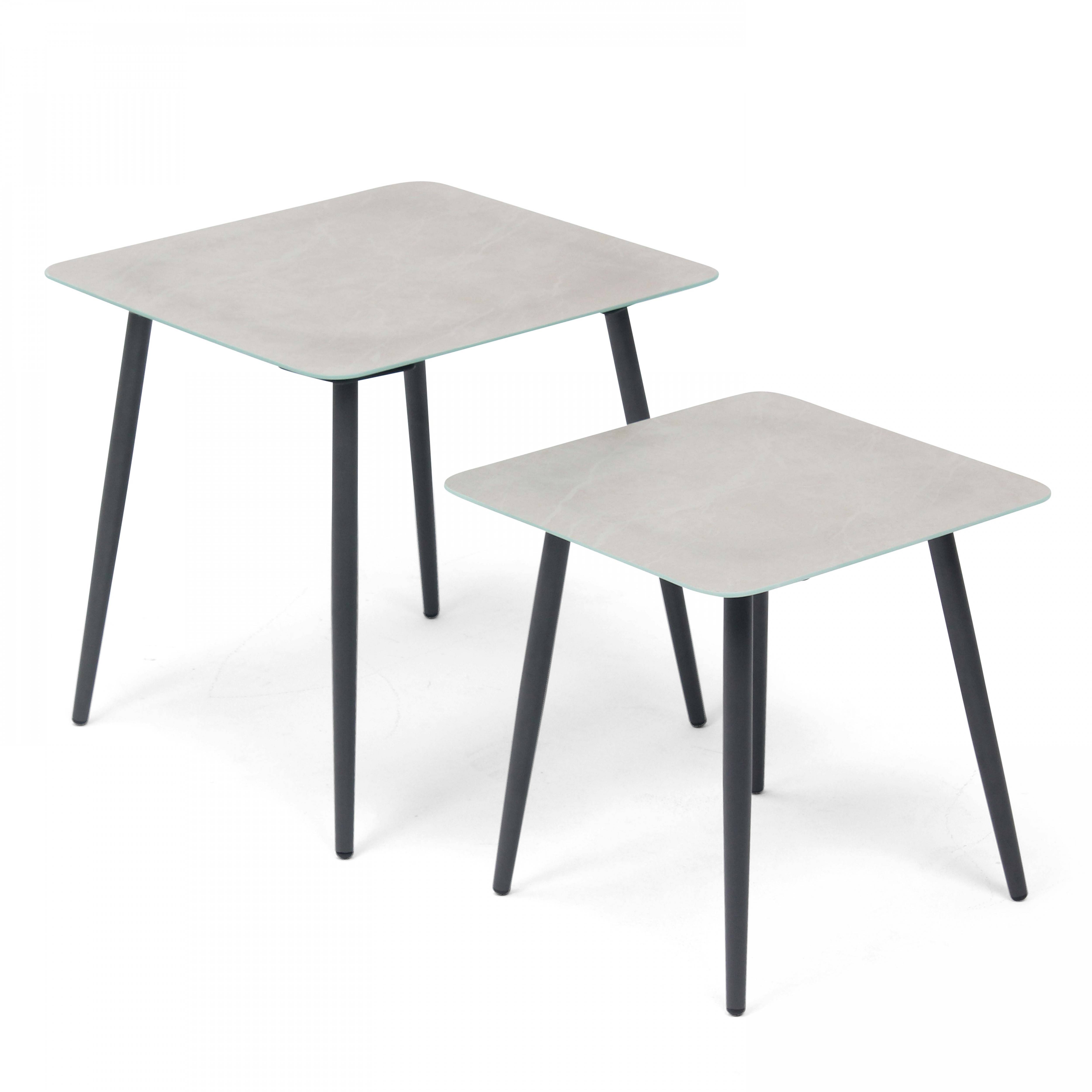 Oviala - Lot de 2 tables basses de jardin en acier gris Costa Rica - Oviala - Image 1