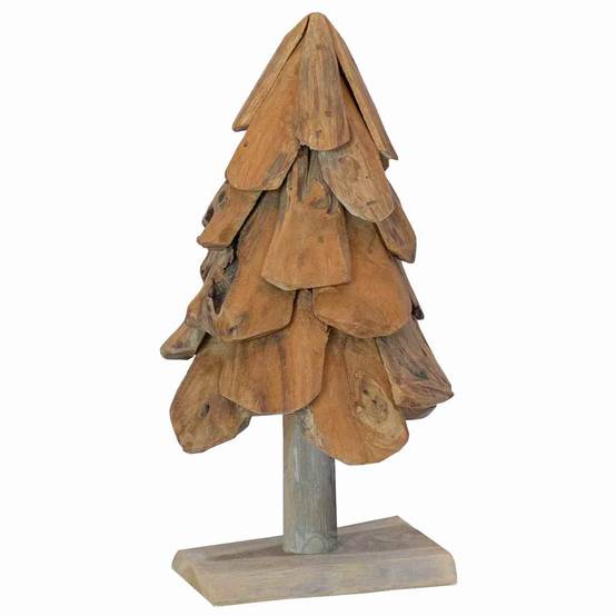 Sapin de Noël rustique en bois de teck massif décoration naturelle 60 cm – ComfortXL Outdoor Living - Image 2