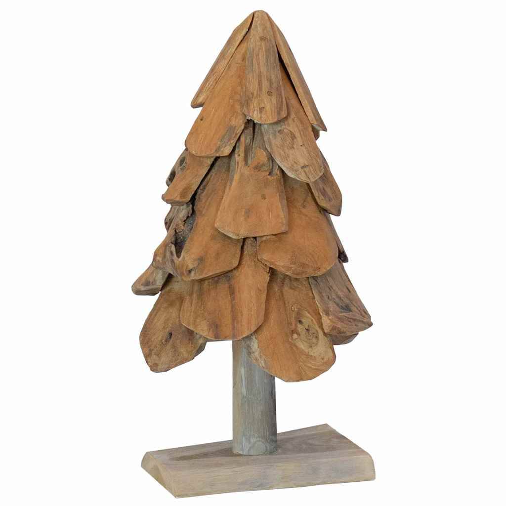 Sapin de Noël rustique en bois de teck massif décoration naturelle 60 cm – ComfortXL Outdoor Living - Image 2