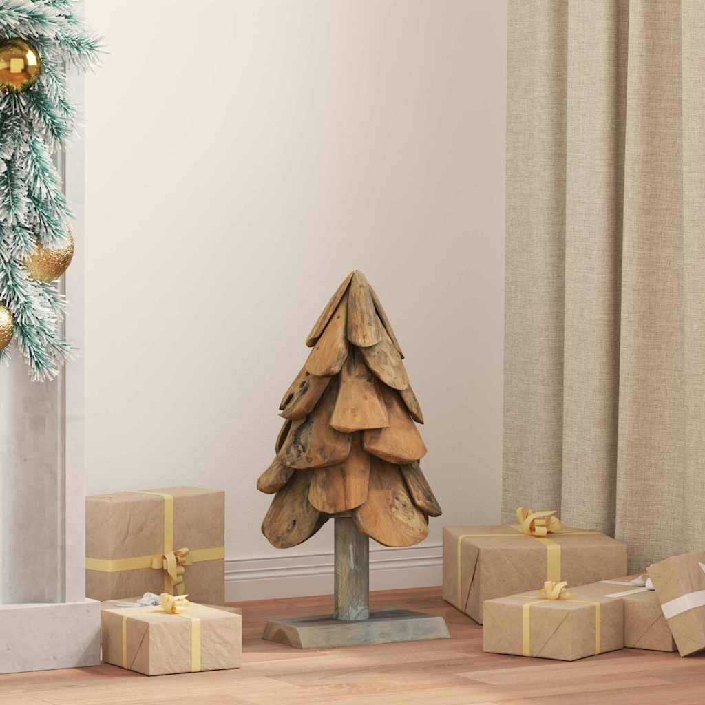 Sapin de Noël rustique en bois de teck massif décoration naturelle 60 cm – ComfortXL Outdoor Living - Image 1