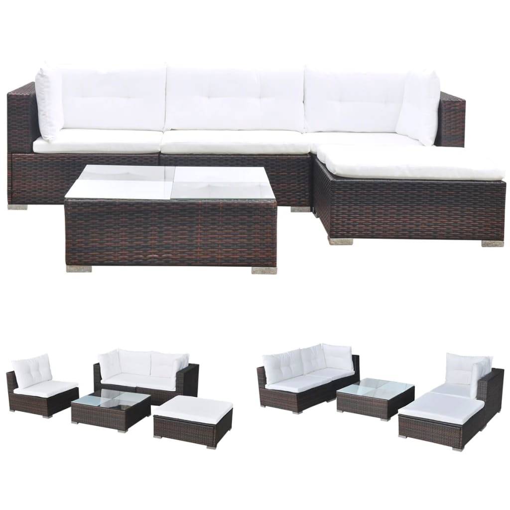 Vidaxl - Salon de jardin avec coussins 5 pcs Résine tressée Marron vidaXL 41871 - Image 2