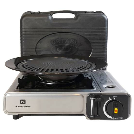 Barbecue gaz Grill 2en1 Réchaud gaz piézo 2200 W + 8 cartouches gaz butane KEMPER - Image 3