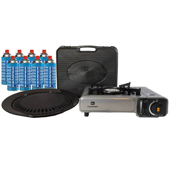 Barbecue gaz Grill 2en1 Réchaud gaz piézo 2200 W + 8 cartouches gaz butane KEMPER - Image 4