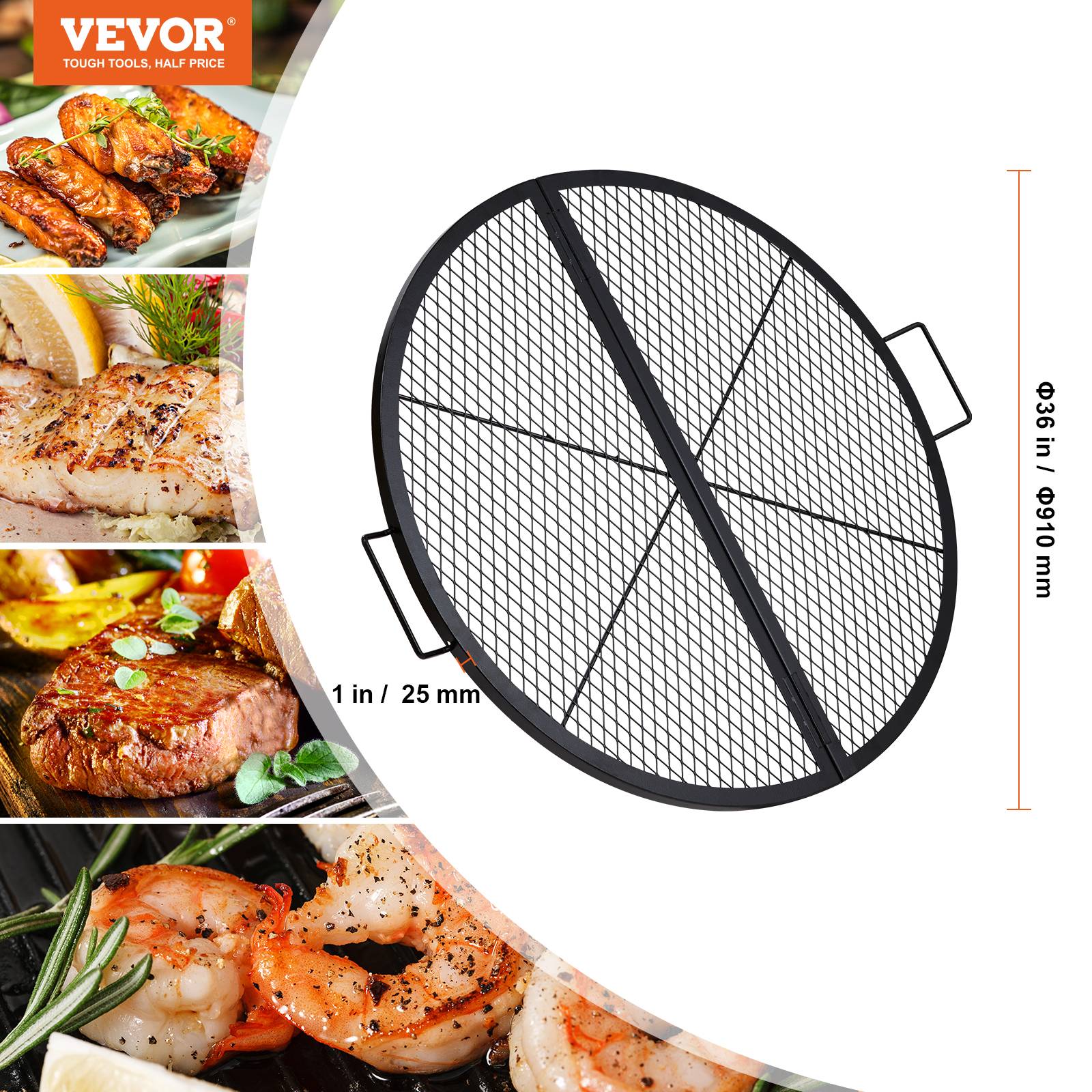 Grille De Cuisson Ronde En Inox 304 – Avec Pieds De 5 Cm – 28 Tailles Disponibles – Pour Barbecue, Camping, Jardin – Facile à Nettoyer
