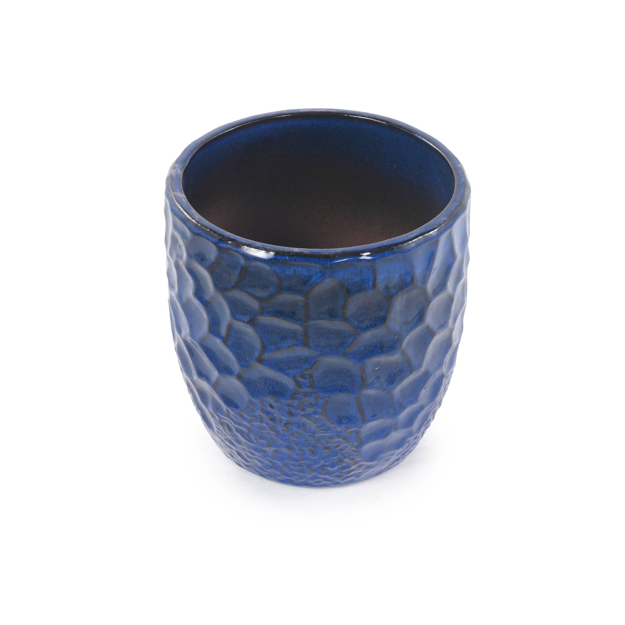 ComfortXL - Grand pot de fleurs céramique Ø38 cm bleu marine intérieur jardin drainage - ComfortXL Outdoor Living - Image 4