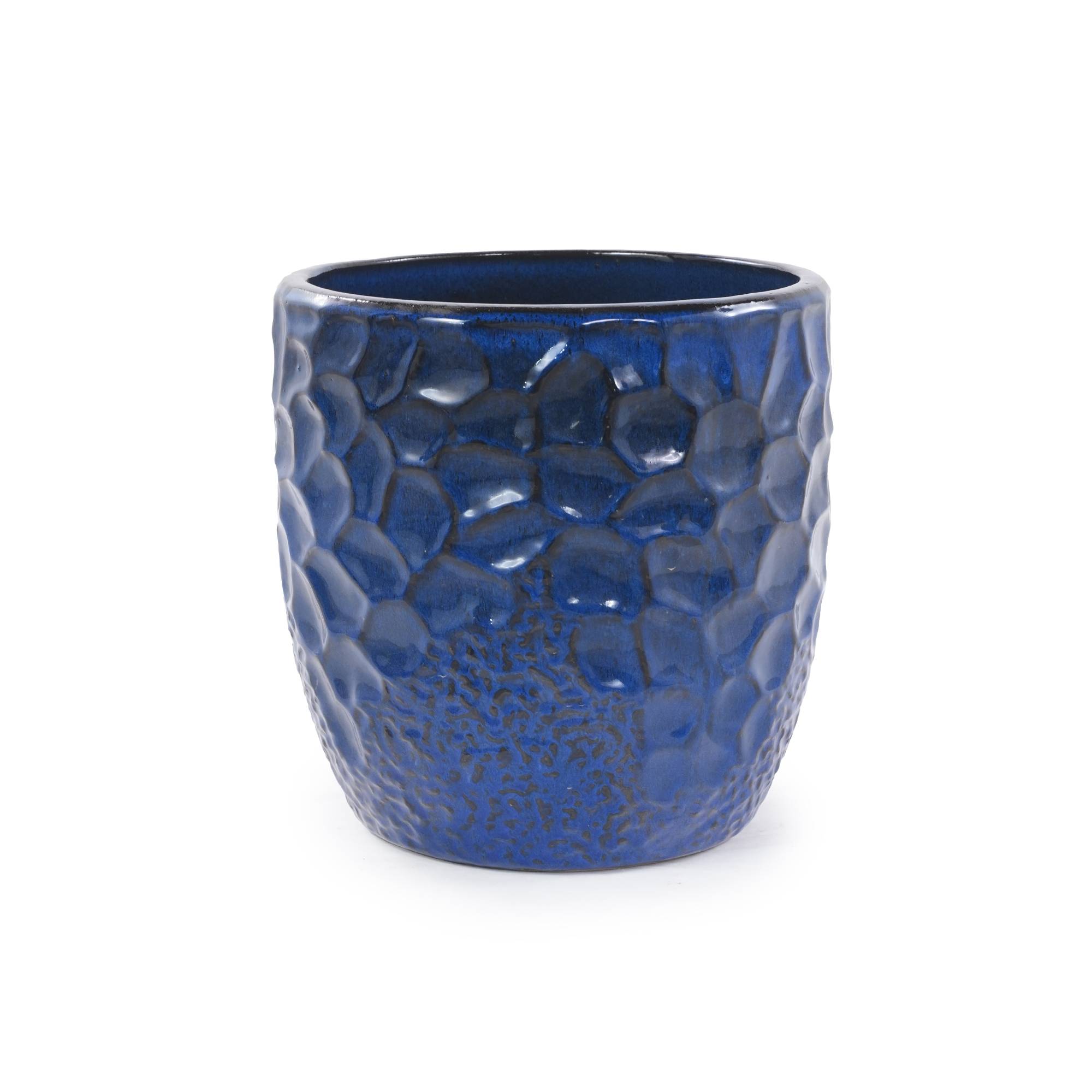 ComfortXL - Grand pot de fleurs céramique Ø38 cm bleu marine intérieur jardin drainage - ComfortXL Outdoor Living - Image 1
