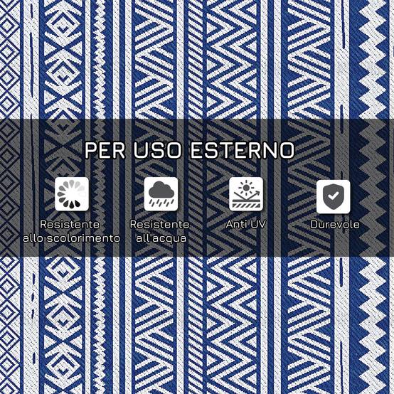 Tapis extérieur réversible Polypropylène Jardin terrasse Motif 182x274cm Bleu - ComfortXL Outdoor Living - Image 7