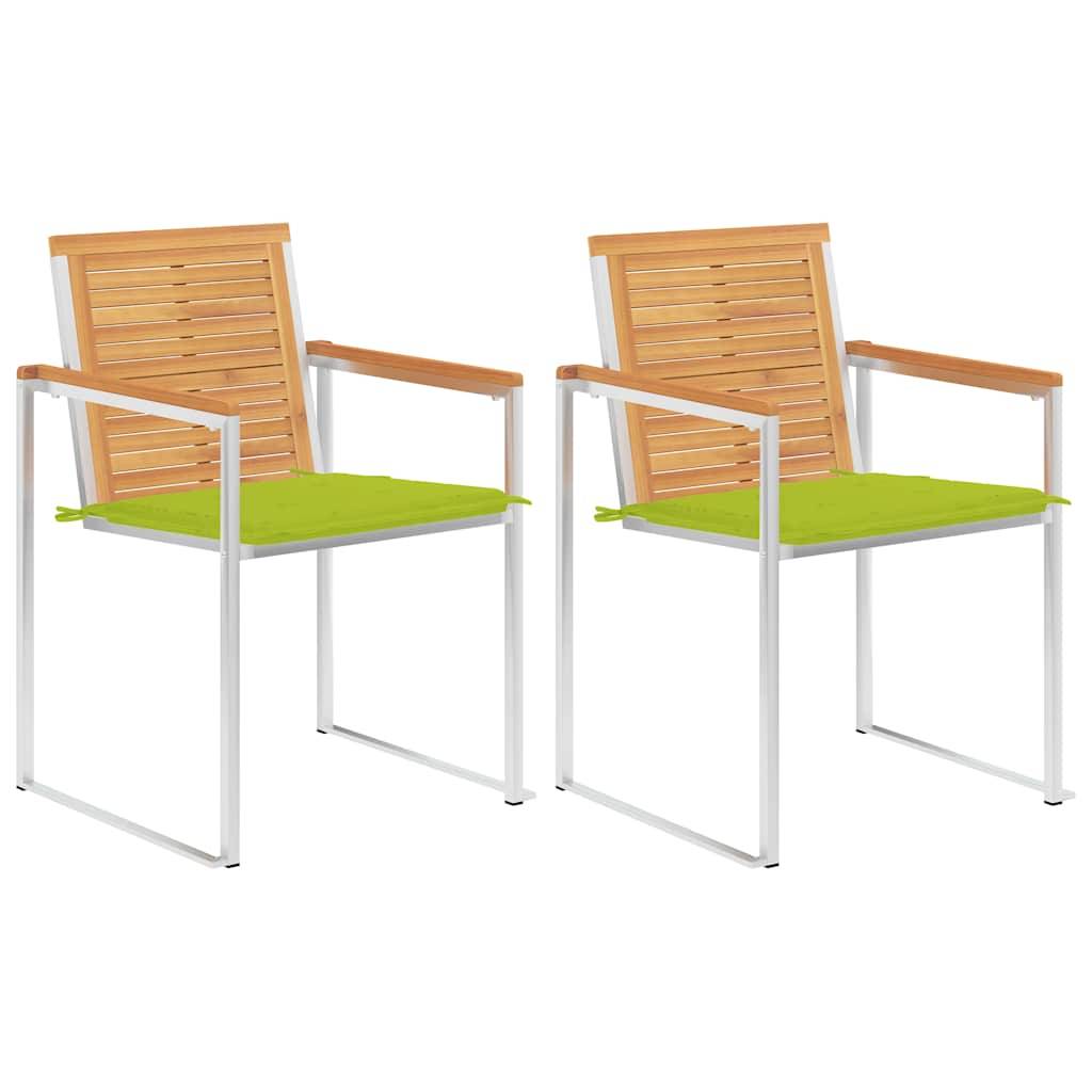 Vidaxl - Chaises de jardin avec coussins lot de 2 Teck solide et acier vidaXL 3061526 - Image 1
