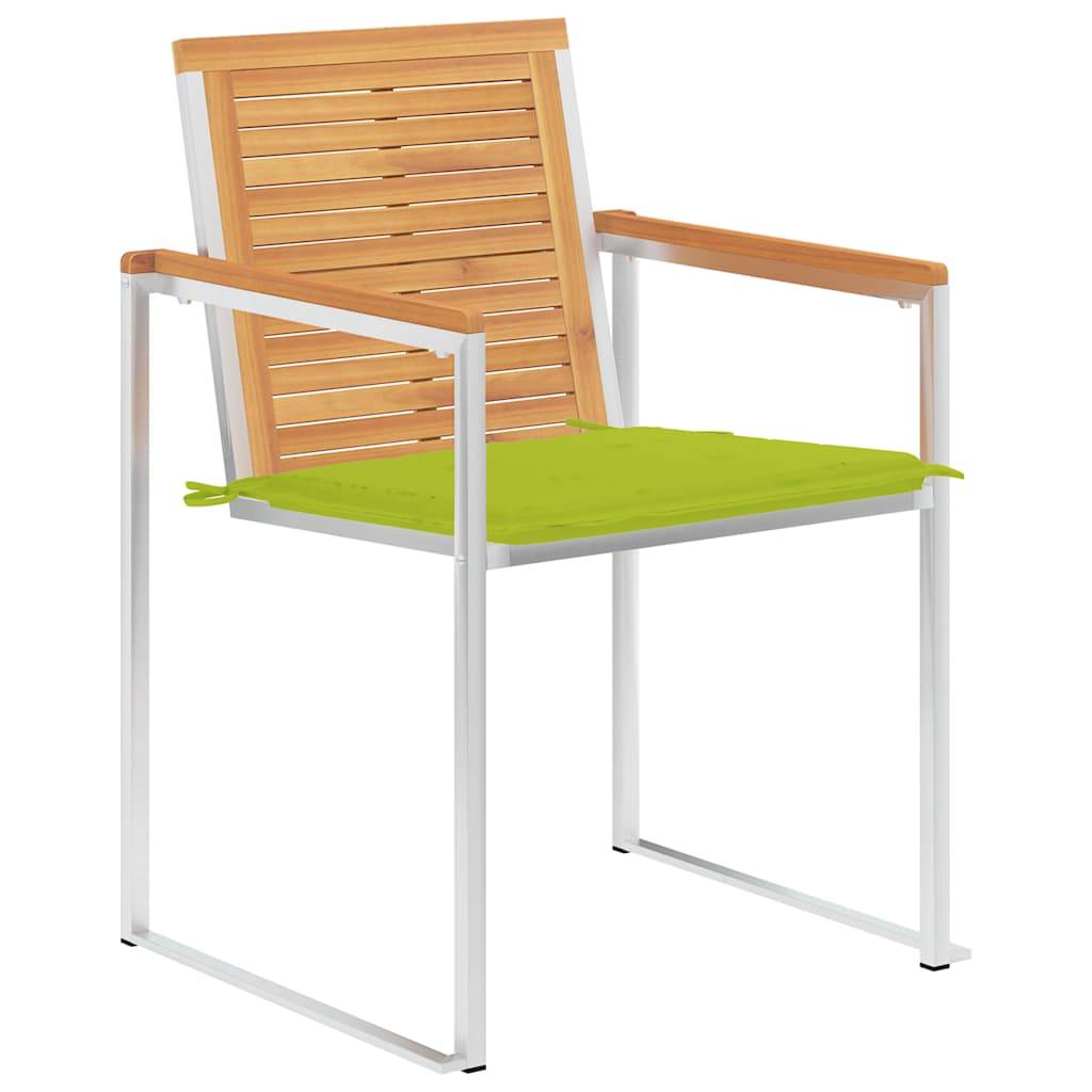 Vidaxl - Chaises de jardin avec coussins lot de 2 Teck solide et acier vidaXL 3061526 - Image 9
