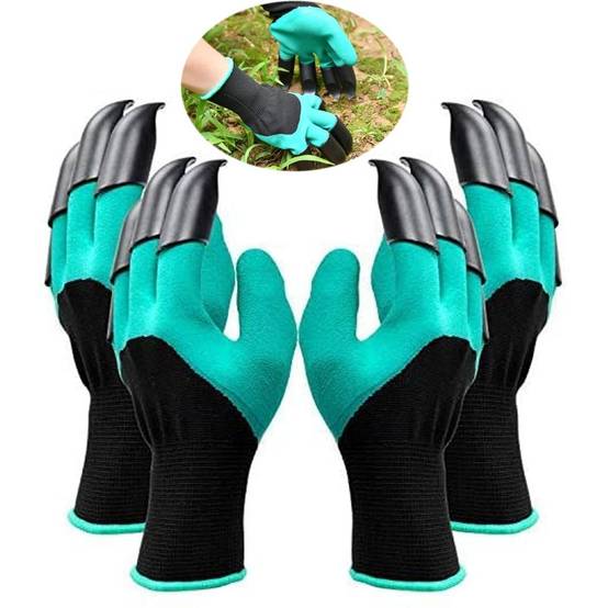 Lot de 2 gants de jardin avec griffes - Imperméables & antidérapants - Taille femme - Living123 - Image 1
