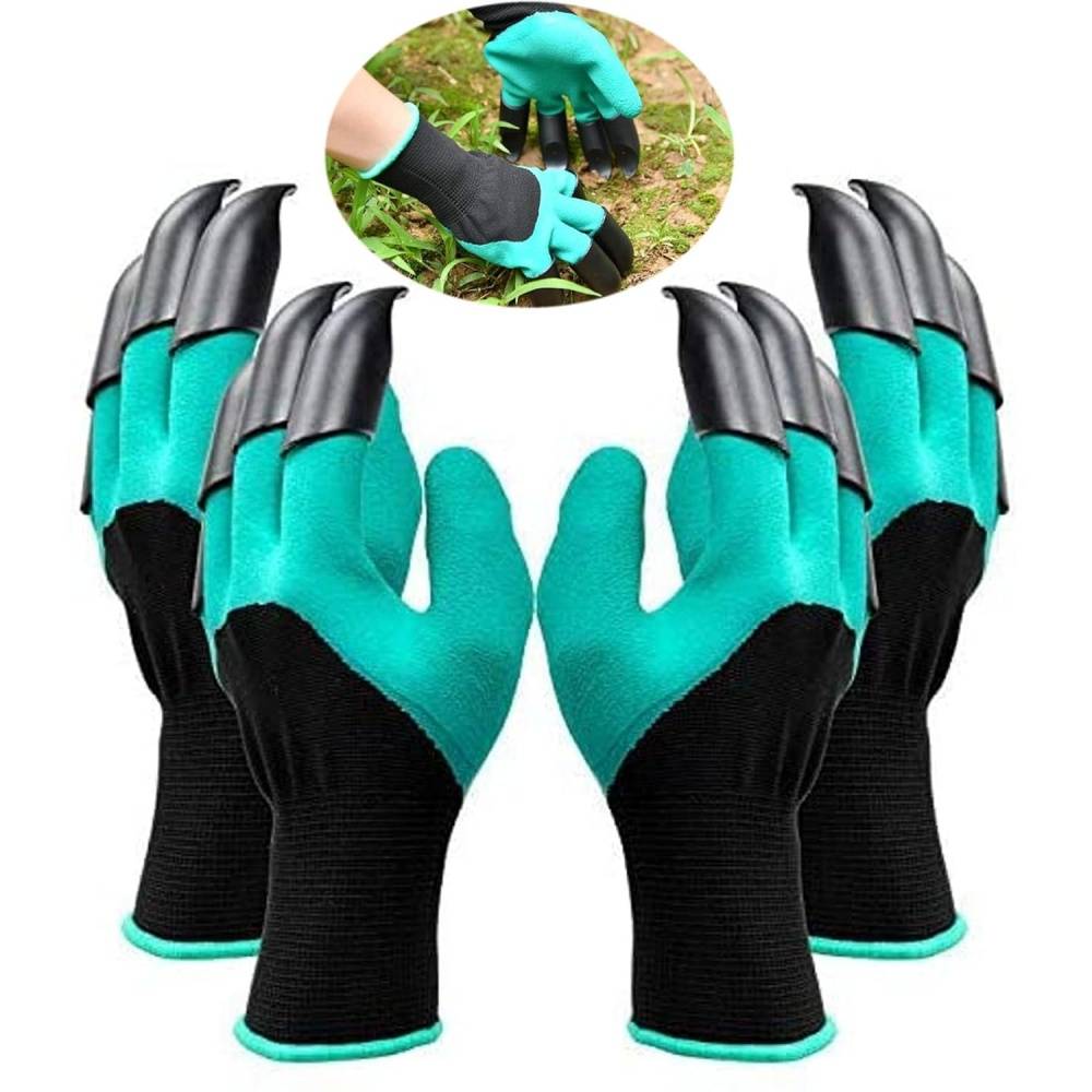 Lot de 2 gants de jardin avec griffes - Imperméables & antidérapants - Taille femme - Living123 - Image 1