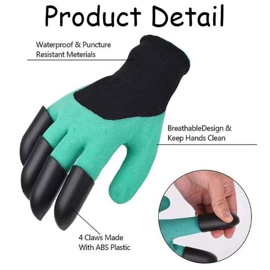 Lot de 2 gants de jardin avec griffes - Imperméables & antidérapants - Taille femme - Living123 - Image 4