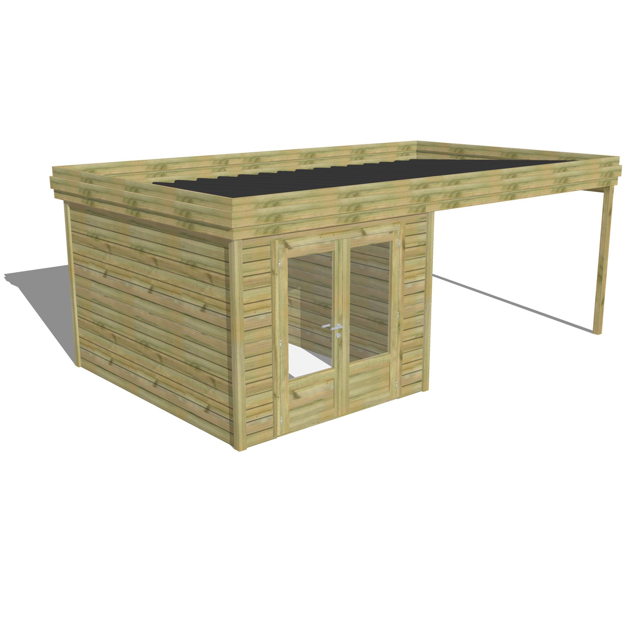 Sans Marque - ABRI DE JARDIN bois  autoclave 27mm - 6,14x3,44m / 21m2 - Bac acier - Abri Français - Image 1
