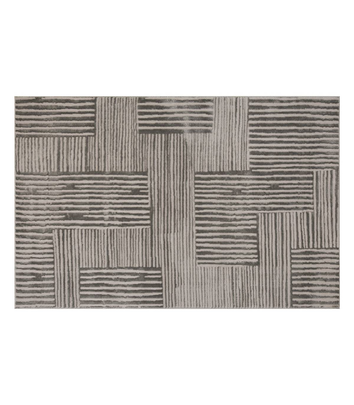 Tapis décoratif Gris clair et Gris foncé en relief 160 x 235 cm - Image 1