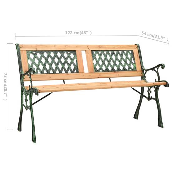 Banc Parc Classique Bois Sapin et Fonte Dossier Croisé Vert 122 cm – ComfortXL Outdoor Living - Image 6